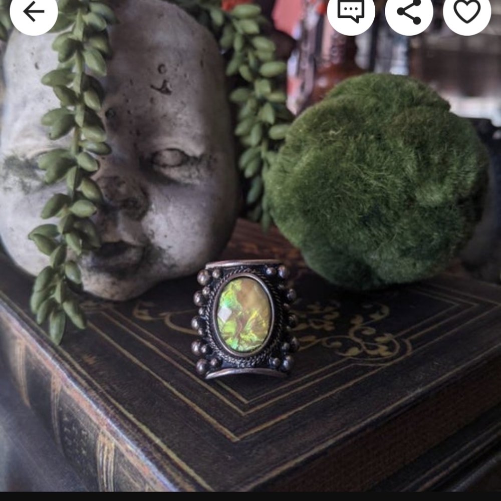 Synthetic opal statement ring